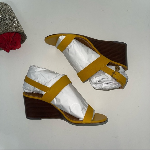 Tory Burch Mini Benton Wedged Sandal In Gold Finch -New In Box- Reemoly - Picture 9 of 14